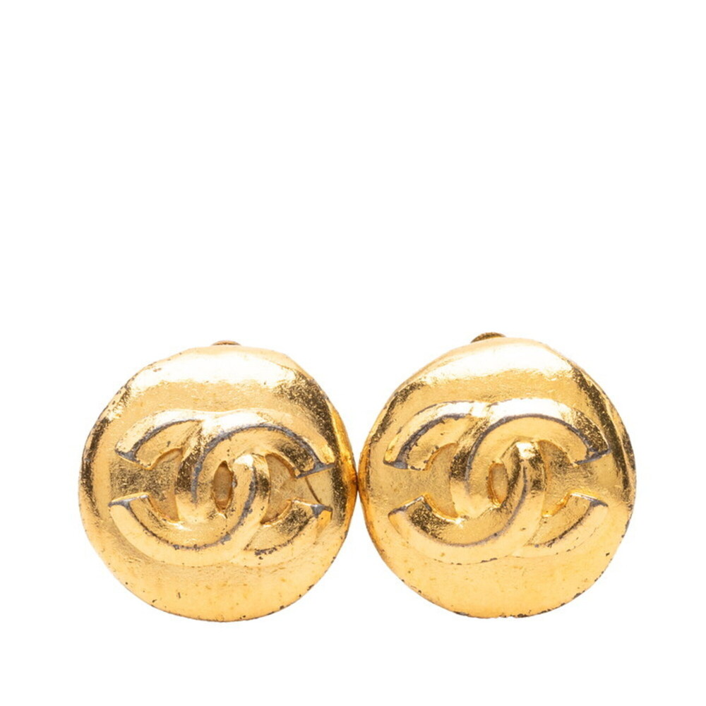 CHANEL Vintage Gold Logo Earrings